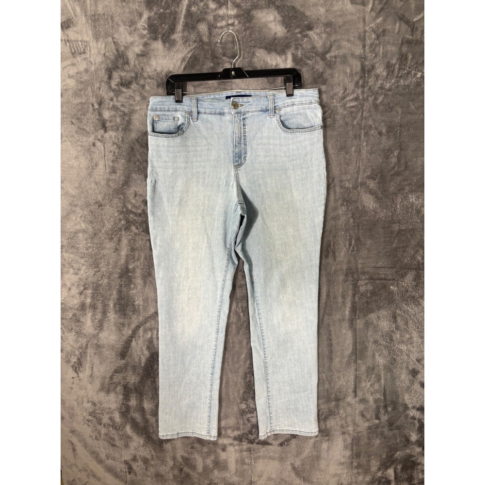St. John's Bay Womens Light Wash Straight Leg Jeans Blue Denim Size 16P